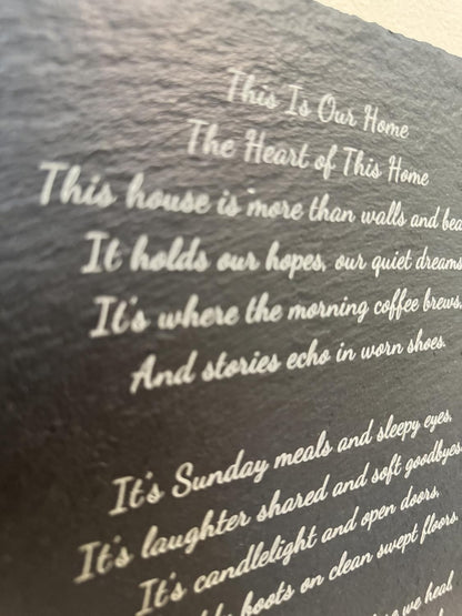 Custom Engraved Slate Plaque – Personalized Poem, Letter, or Message – Gift for Wedding, Anniversary, Birthday, Memorial – 12x10” Stone Keepsake